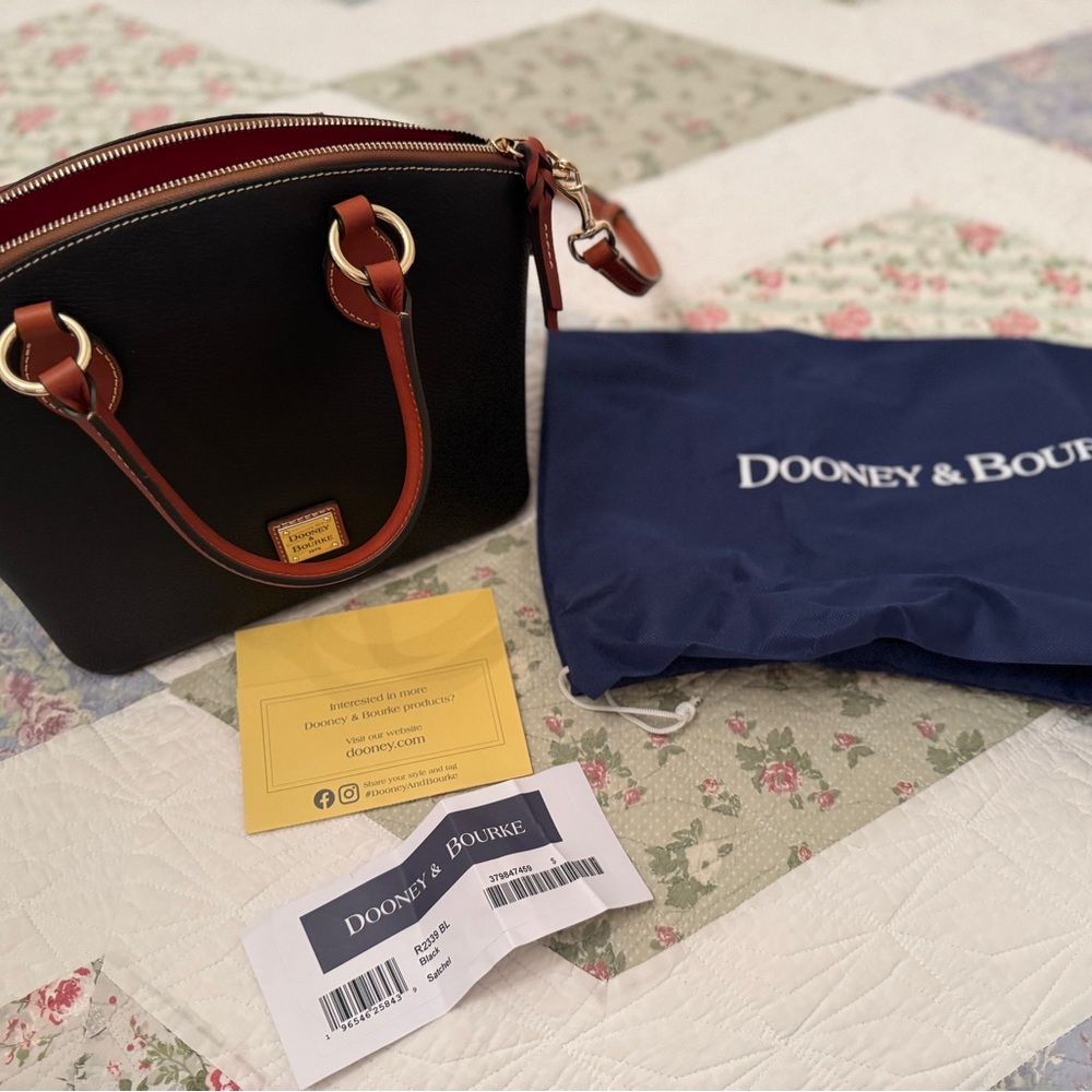 Dooney & Bourke Black Satchel with Brown Accents